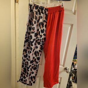 Color block sweatpants NWOT size 2xl red/grey cheetah print